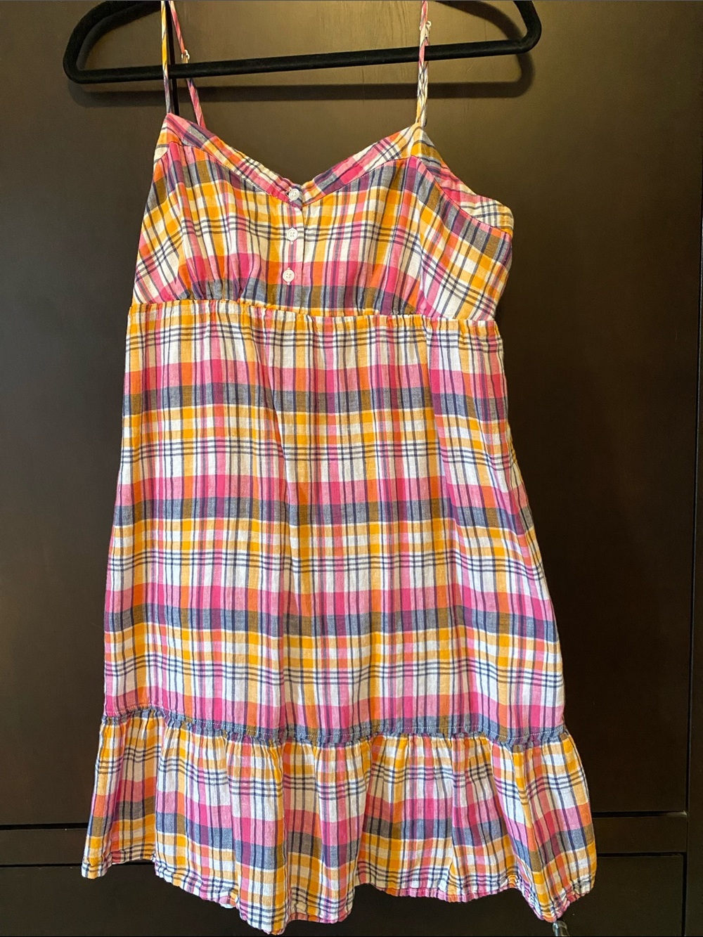 Plaid Spaghetti Strap Sundress in Pink, Yellow & Blue